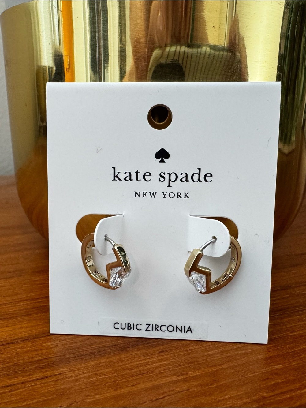 NWT! Kate Spade New York Kids Gold Cubic Zirconia Hoop Earrings